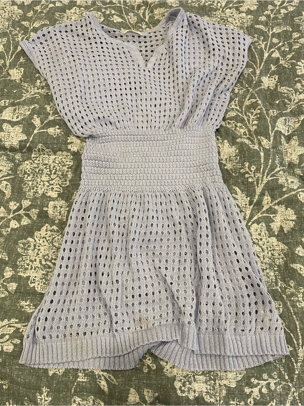 Light Blue Open-Knit Beach Cover Up Dress